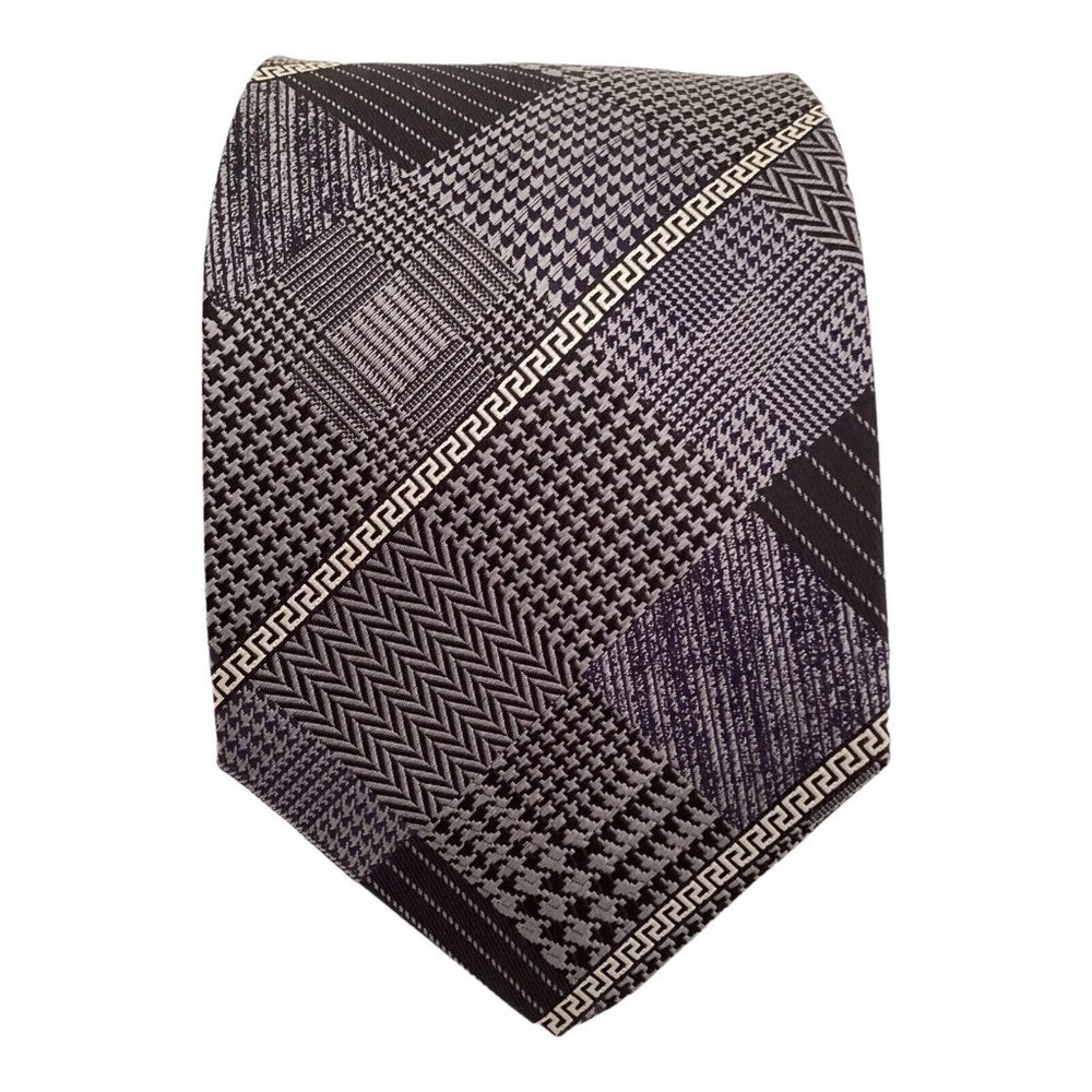 VERSACE COLLECTION Gray Striped Silk Tie Made In Italy 58"-3.75" EX COND